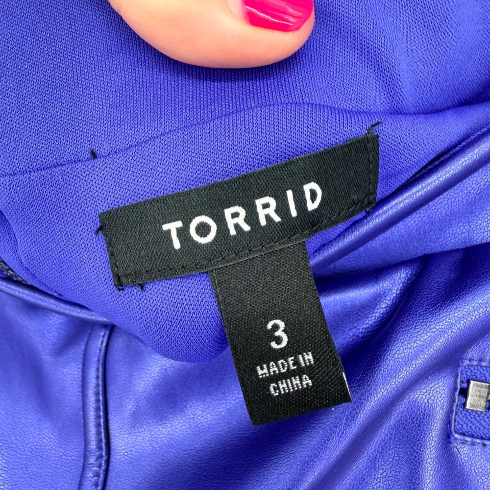 Torrid Mini PU Pencil Skirt In Electric Blue Plus Size 3X Cocktail Moto Party - Picture 7 of 11